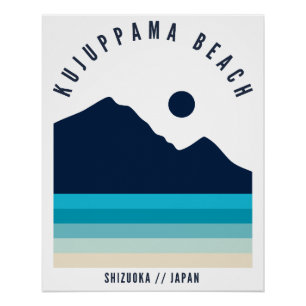 Pôster Praia Kujuppama Shizuoka Japão Retro Vintage