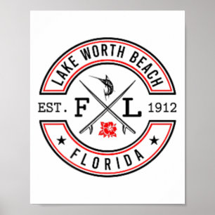 Poster Praia Lake Worth Beach Flórida Fl Retro Surfista P