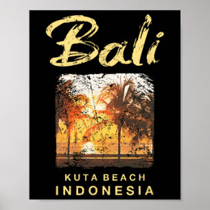 Poster Praia Li Kuta Indonésia Surf Vintage Homens Mulher