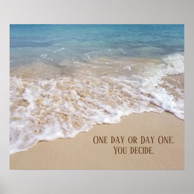 Poster praia oceânica com citação inspiradora (Frente)