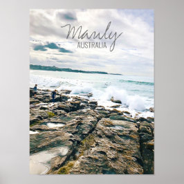 Poster Praia oceânica de Manly surf Austrália viagem