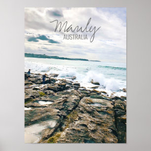Poster Praia oceânica de Manly surf Austrália viagem