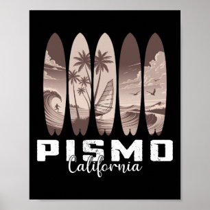 Poster Praia Pismo Califórnia Prancha de Surfe Homens Mul