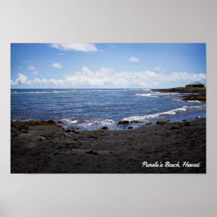 Poster Praia preta da areia de Punalu'u • Havaí