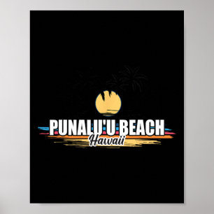 Poster Praia Punalu'u Havaí Praia de Surf Retrô Para Home