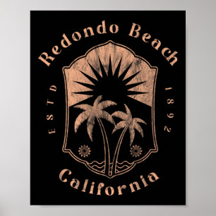 Poster Praia Redonda Califórnia Retro Surfista Vintage Be
