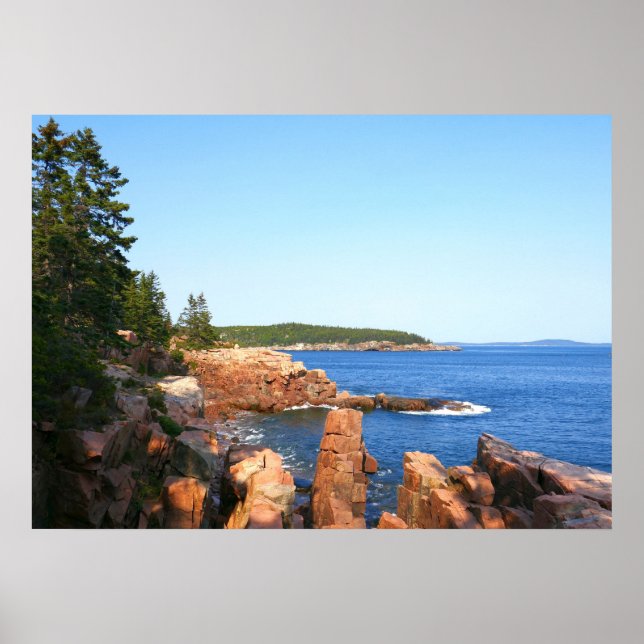Poster Praia Rochosa de Acadia perto de Thunder Hole (Frente)