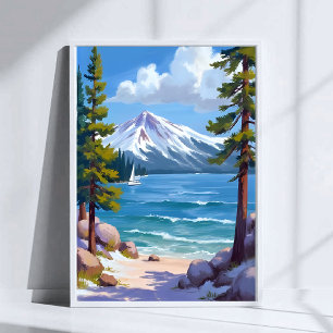 Poster Praia Sand Harbor Lake Tahoe Pintura