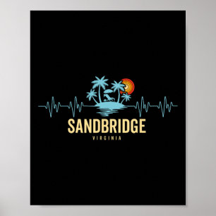 Poster Praia Sandbridge Virginia Coração dos anos 80 Retr