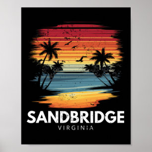 Poster Praia Sandbridge Virginia Surfboard Surfing Vintag