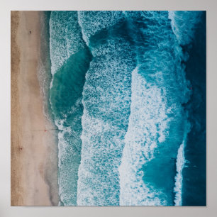 Poster Praia Sandy das Ondas do Oceano Azul
