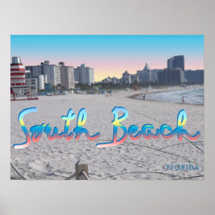 Poster Praia sul opinião da cidade de Miami, Florida