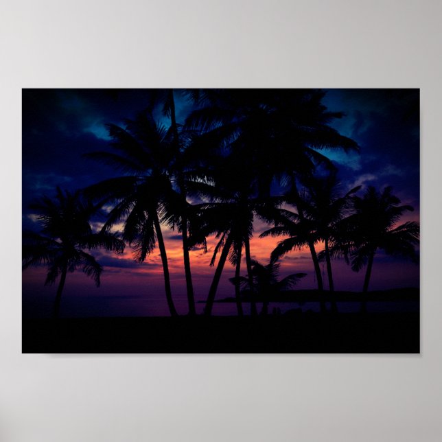 Poster Praia Sunset do Oceano Brilhante (Frente)
