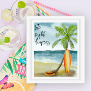 Poster praia surf - fraldas noturnas tardias