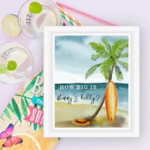 Poster praia surf - Quão grande é a barriga Mamãe