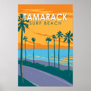 Poster Praia Tamarack Surf Califórnia Viagem Arte Vintage