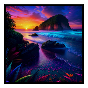 Pôster Praia Tropical da Fantasia Um