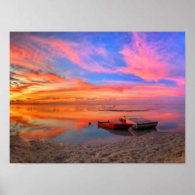 Poster Praia Tropical de Sunset Ocean (Frente)