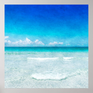 Poster Praia Tropical de Teal Aqua Turquoise Blue Flórida