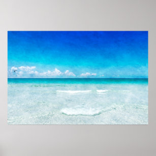 Poster Praia Tropical de Teal Aqua Turquoise Blue Flórida