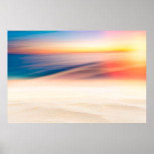 Poster Praia tropical do pôr do sol blur com luz do sol b