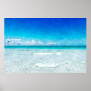 Poster Praia tropical em Teal Aqua Turquoise Blue Flórid
