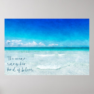 Poster Praia tropical em Teal Aqua Turquoise Cotação Az