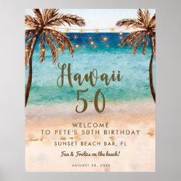 Poster praia tropical hawaii 5 0 sinal de boas-vindas pos