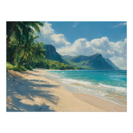 Pôster Praia Tropical Pacífica com Águas Turquesas