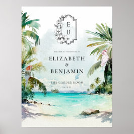Poster Praia Tropical Palmeira | Bem-vindo ao Casamento M