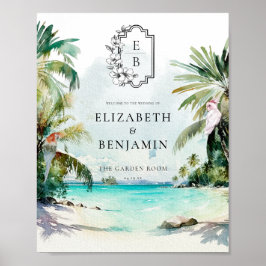 Poster Praia Tropical Palmeira | Bem-vindo ao Casamento M