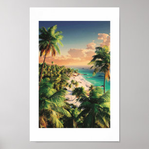 Poster Praia Tropical Sunset - Arte Costeira Vibrante