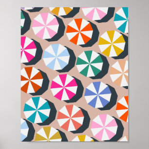 Poster Praia Umbrellas Summer Coastal