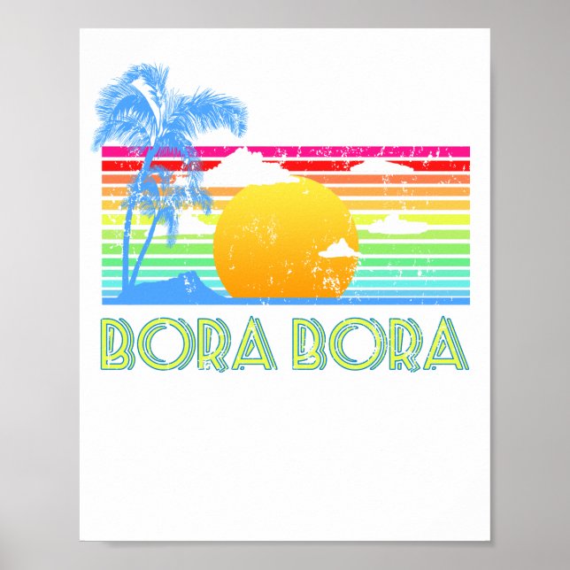 Poster Praia Vintage Bora Bora (Frente)