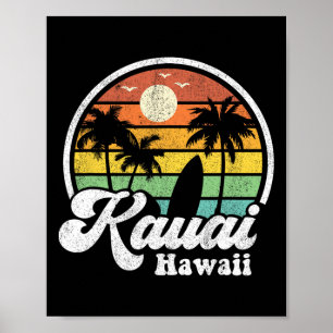 Poster Praia Vintage Kauai Havaí Surf Surfista Havaiano 7