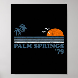 Poster Praia Vintage Palm Springs Califórnia Retro Surfin