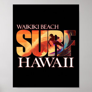 Poster Praia Waikiki Havaí Ilhas Havaianas Surfe Para Hom