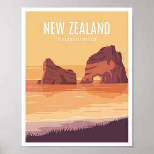 Poster Praia Wharariki Nova Zelândia