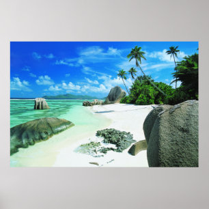 Poster Praias Tropicais Ilha La Digue
