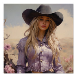 Pôster Prairie Blossoms: Cowgirl Wall Art