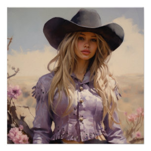 Pôster Prairie Blossoms: Cowgirl Wall Art
