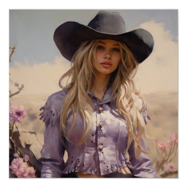 Pôster Prairie Blossoms: Cowgirl Wall Art (Frente)