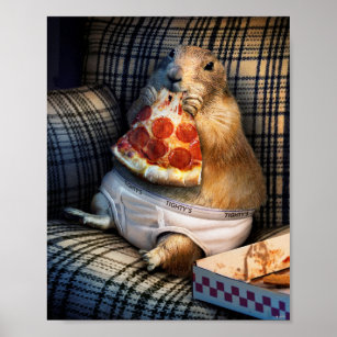 Poster Prairie Dog Eating Pizza