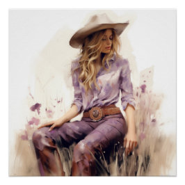 Pôster Prairie Pastels: Cowgirl Wall Art
