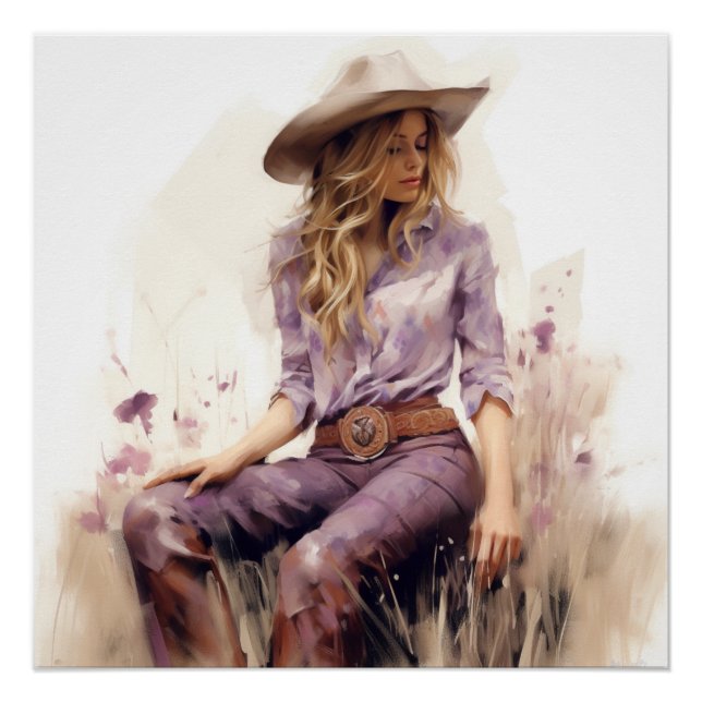 Pôster Prairie Pastels: Cowgirl Wall Art (Frente)
