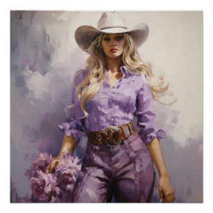 Pôster Prairie Purple: Arte de Muro de Cowgirl
