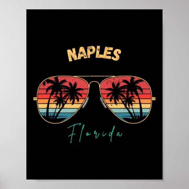 Poster Prancha de souvenir da praia de Naples Florida  (Frente)