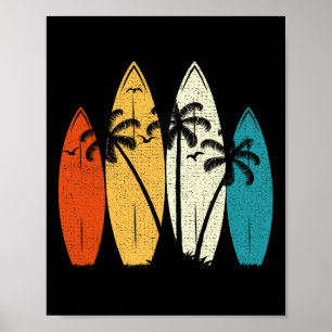 Poster Prancha de Surf Antiga Praia Surfador Onda Surf Gr