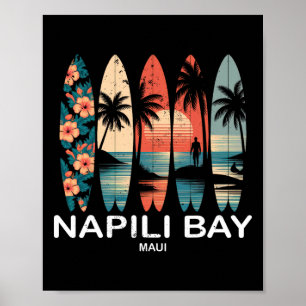 Poster Prancha de Surf Napili Y Maui Surf Retrô _1