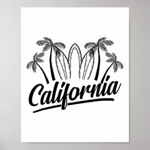 Poster Prancha de Surf Palmeira Praia da Califórnia Viaja